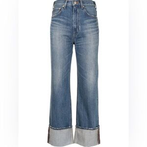 Tu es mon TRESOR Denim Jeans in Blue with Copper Stitching cuffed size 26